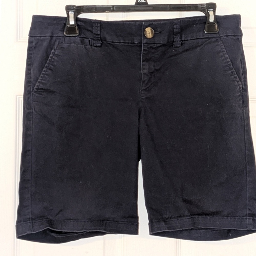 American Eagle Outfitters‎ Navy Blue Stretch Chino Shorts Womens Size 8 Mid Rise